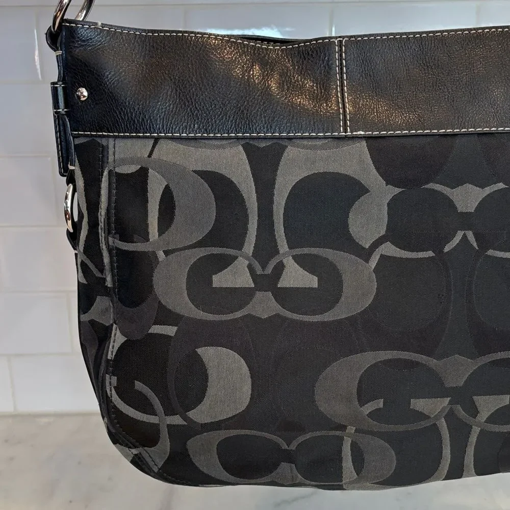 Coach Bag Purse Handbag Y2K Pocketbook Zoe Black and Gray Signature Tote